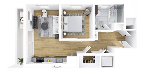 Floor plan for studio, 1 bath, 570 sqft